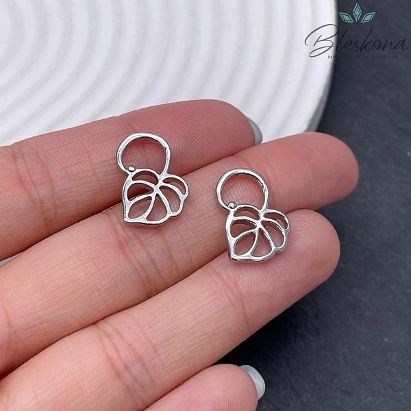 17*12 мм мм Цвет серебро, Подвеска Лист Монстера