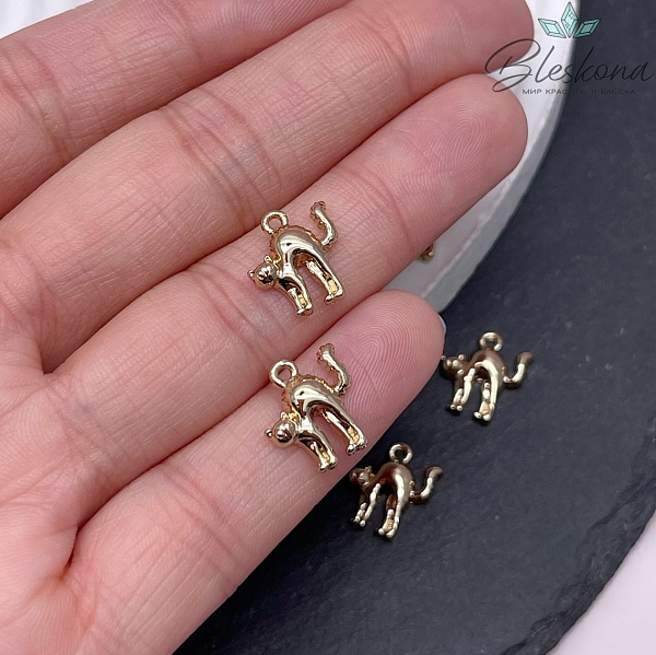 12 мм Цвет золото, Подвеска кошка 