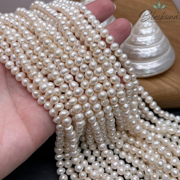 Жемчуг шар белый №1 5,5-6 мм 