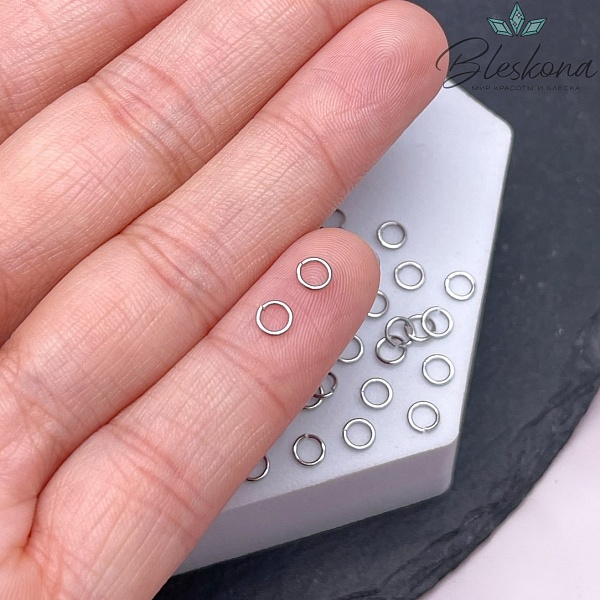 4*0,6 мм Цвет серебро, Колечки уп. 1 гр. 