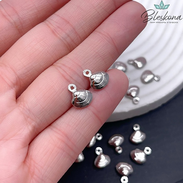 10*8 мм Цвет серебро, Подвеска Ракушка закрытая