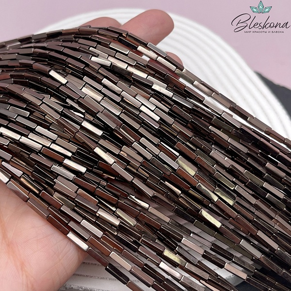 8*2 мм Гематин имитация, коричневый №1 (шоколадный), прямоугольник 