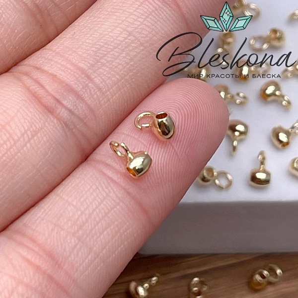 6*3 мм Цвет золото, Бейл-бочонок гладкий разъмное кольцо