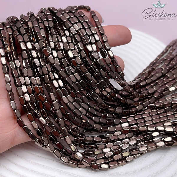 5*3 мм Гематин прямоугольник округленные стороны, цвет коричневый (шоколадный), имитация