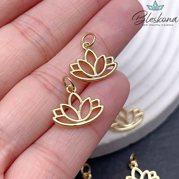 12,8*15 мм Цвет золото, Подвеска лотос контур