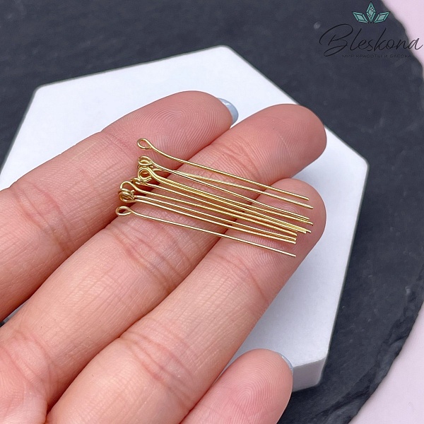 3,5 см*0,6 мм Цвет золото, Пины петелька жесткие уп. 10 шт. 