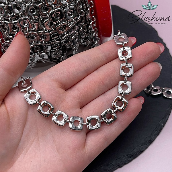 Цепь №48-3 цвет серебро 10*9,5 мм/ 5,5 мм