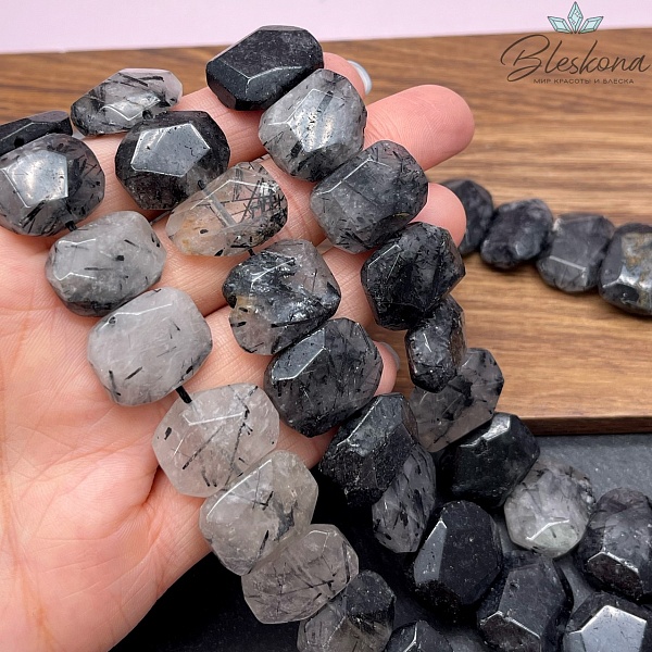 Кварц Рутиловый Турмалиновый фриформ огранка (13-16)*(17-20) мм