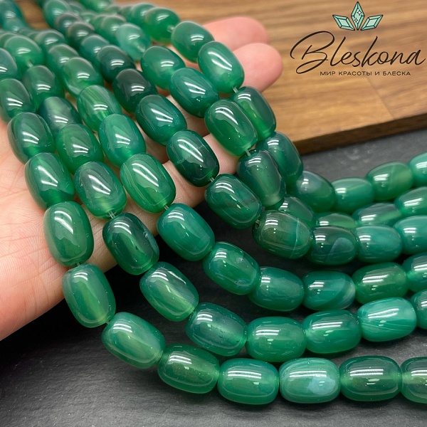 Агат зеленый (тонированный) бочата 14*10 мм 