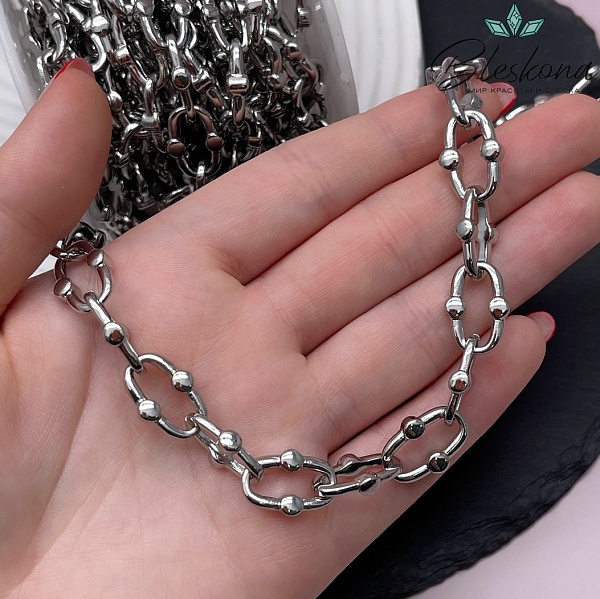 Цепь №25-5 цвет серебро 16,5*10 мм