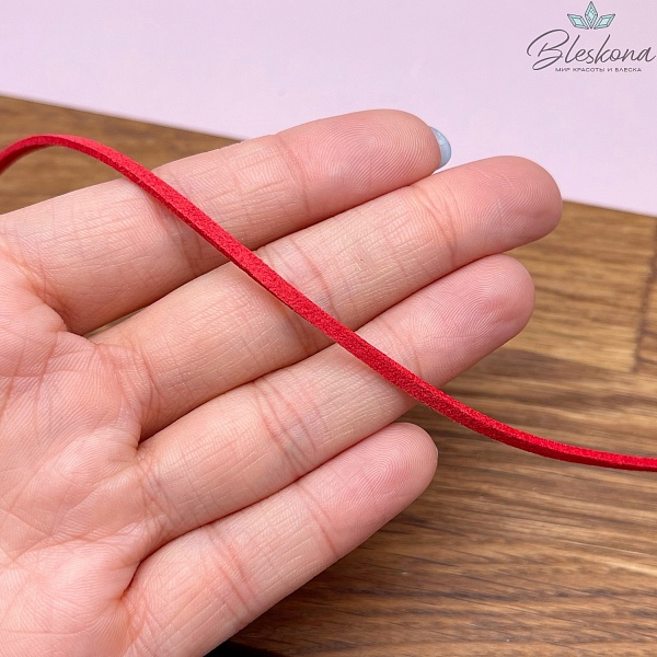 Бархатный шнур красный 2*1,5мм №1