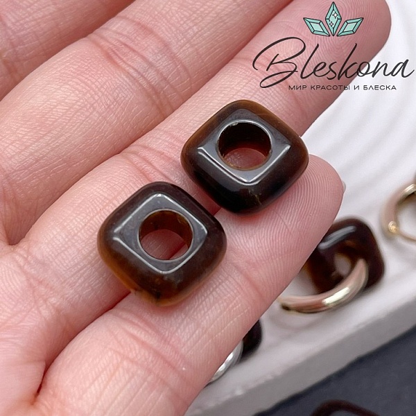 Бублик-квадрат тигровый глаз 14 мм