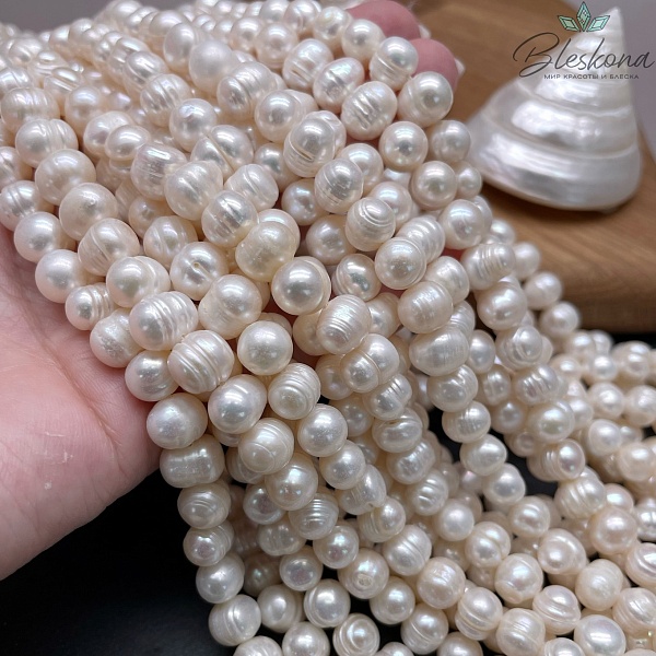 Жемчуг натуральный белый 8,5-9,5 мм 