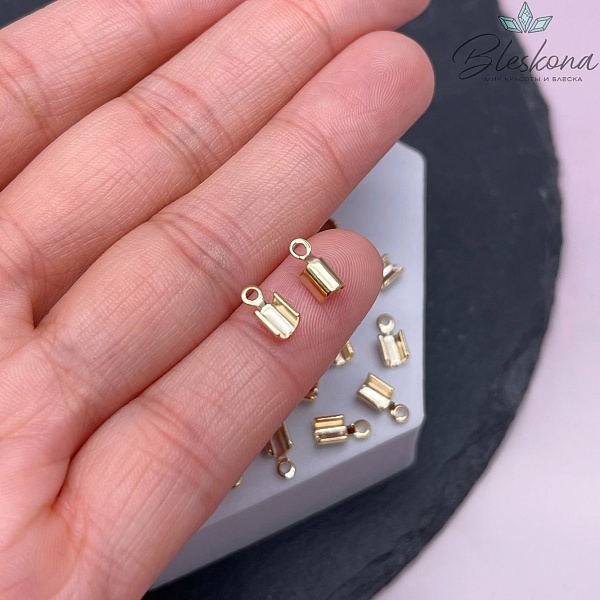 8*3,5 мм Цвет золото, Зажим-Концевик для шнура гладкий