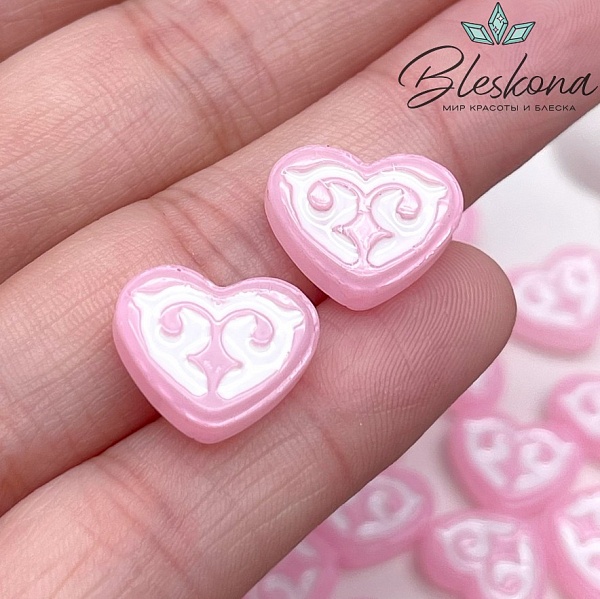 12*15 мм Бусина сердце розовое