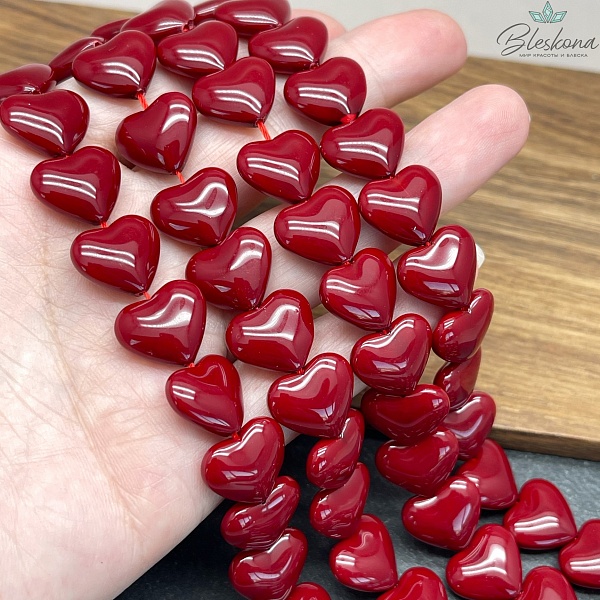 13*15 мм, Жемчуг Майорка сердечки пухлые  бордо 