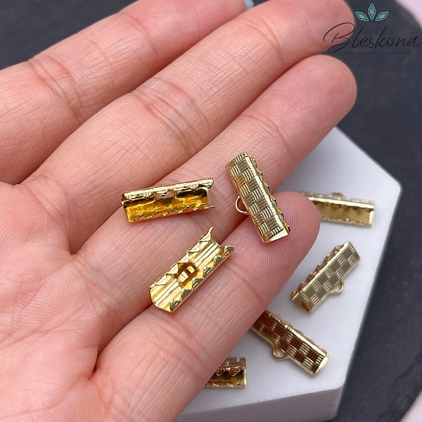 15*7 мм Цвет золото, Зажим-Концевик для шнура 