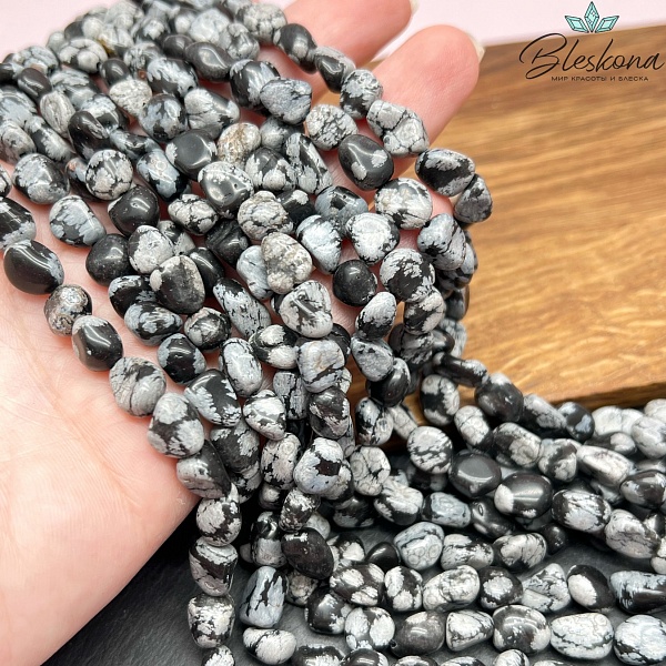 Обсидиан снежный галтовка (9-10)*(5-8) мм
