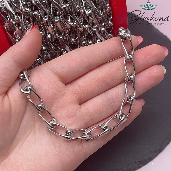 Цепь №105-6 цвет серебро 19*7,5 мм