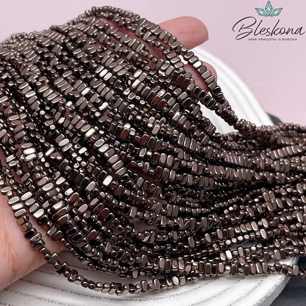 4*2 мм Гематин плоский прямоугольник, коричневый №1 (шоколадный), имитация