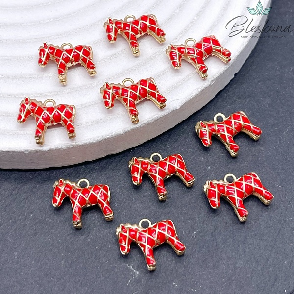 12,5*13,5 мм Цвет золото, Подвеска Лошадь красная 