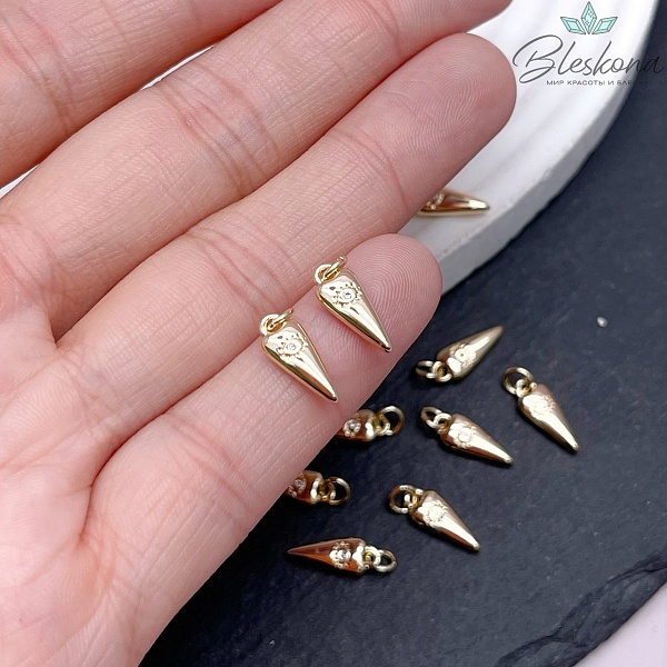 12*4,5 мм, Цвет золото, Подвеска сердце циркон