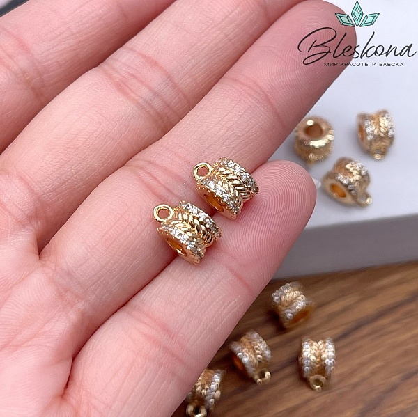 10*6 мм Цвет золото, Бейл цирконы неразъемное кольцо 