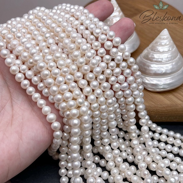 Жемчуг шар белый №2 5,5-6 мм 