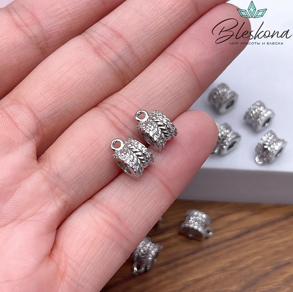 10*6 мм Цвет серебро, Бейл цирконы неразъемное кольцо 