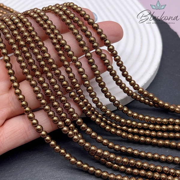 4 мм Гематин имитация, цвет коричневый №1  