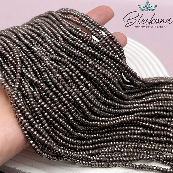 3*2 мм Гематин рондели, цвет коричневый №1 (шоколадный)