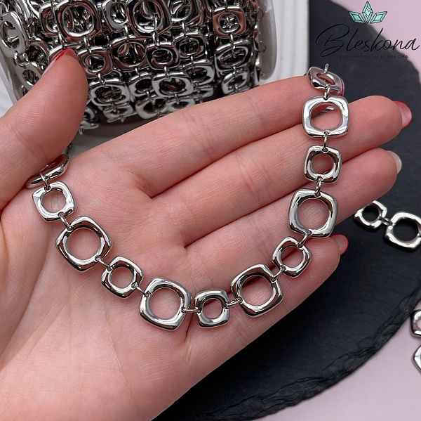 Цепь №48-4 цвет серебро 12,5*13 мм/ 10 мм