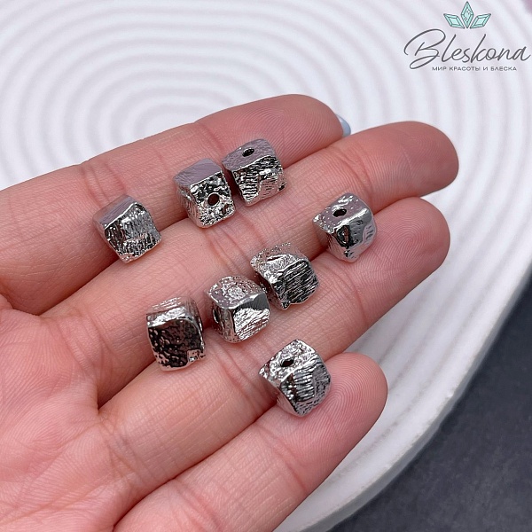 8*7 мм Цвет серебро, Бусина фактурная фриформ  