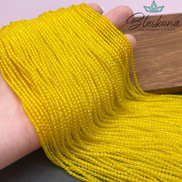 2 мм Бусины стекло желтое алмазная огранка
