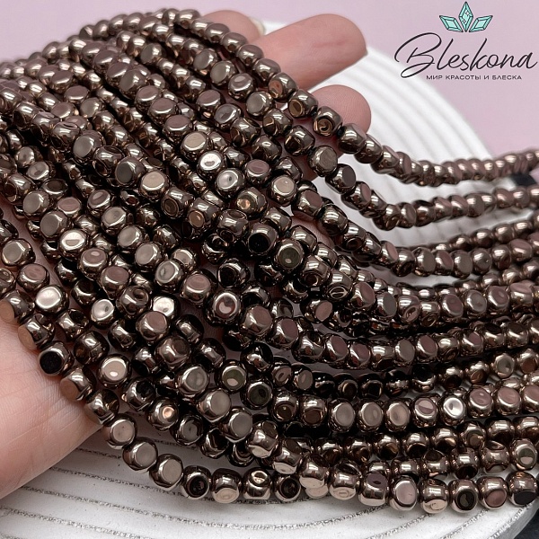 6*5 мм Гематин имитация, цвет коричневый №1 (шоколадный), треугольник фриформ