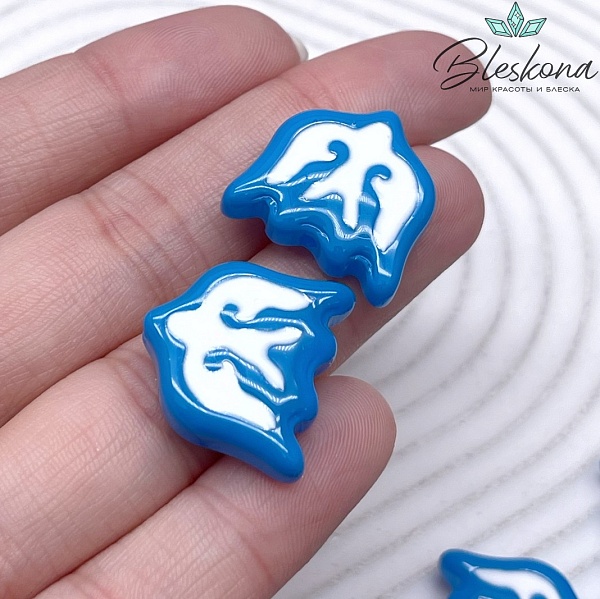 20*19 мм Бусина Ласточка голубая