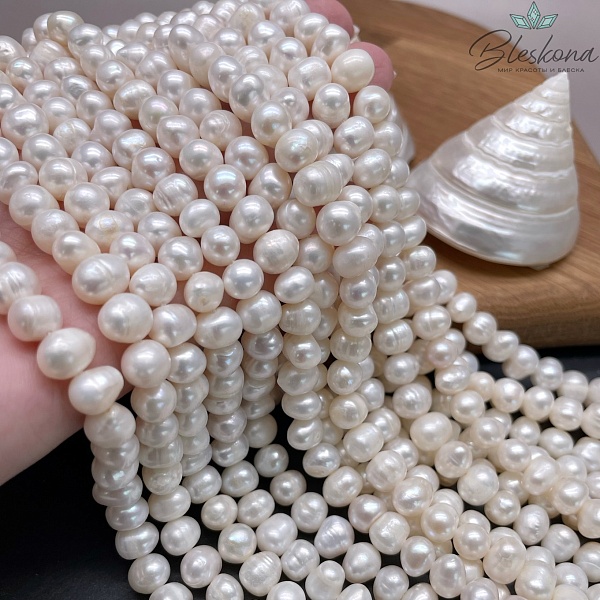 Жемчуг натуральный белый 8-9 мм