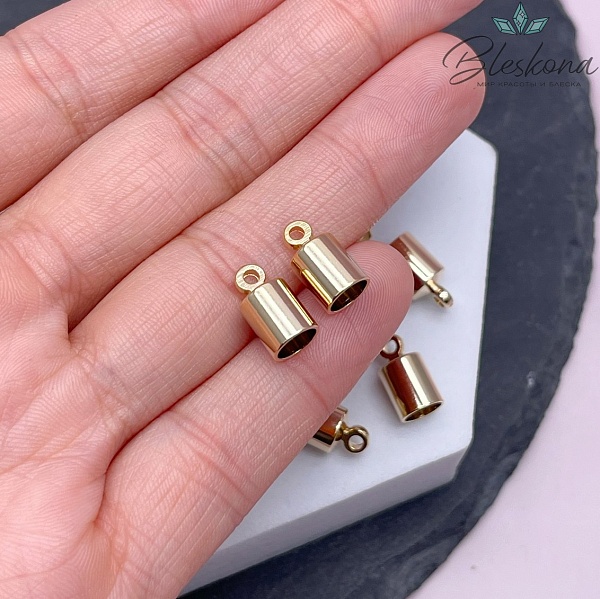 12*6,5 мм Цвет золото, Концевик для шнура гладкий 