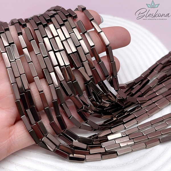 9*3 мм Гематин прямоугольник, цвет коричневый (шоколадный), имитация