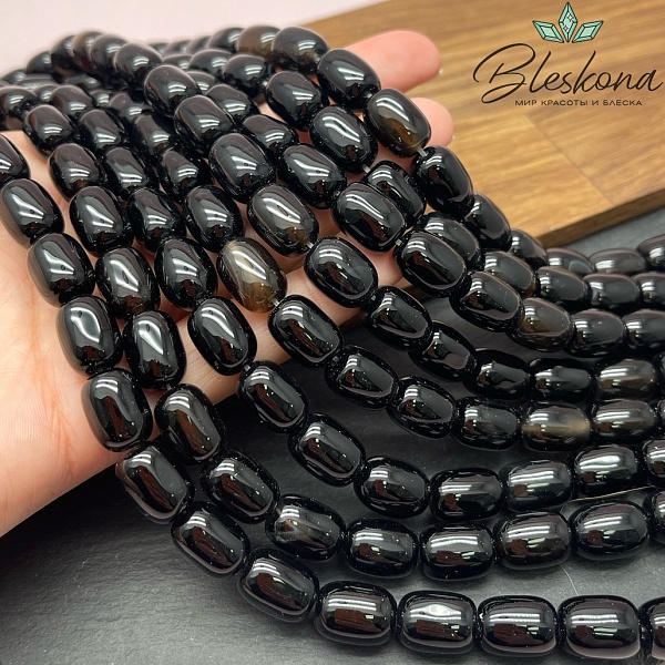 Агат черный бочата 14*10 мм