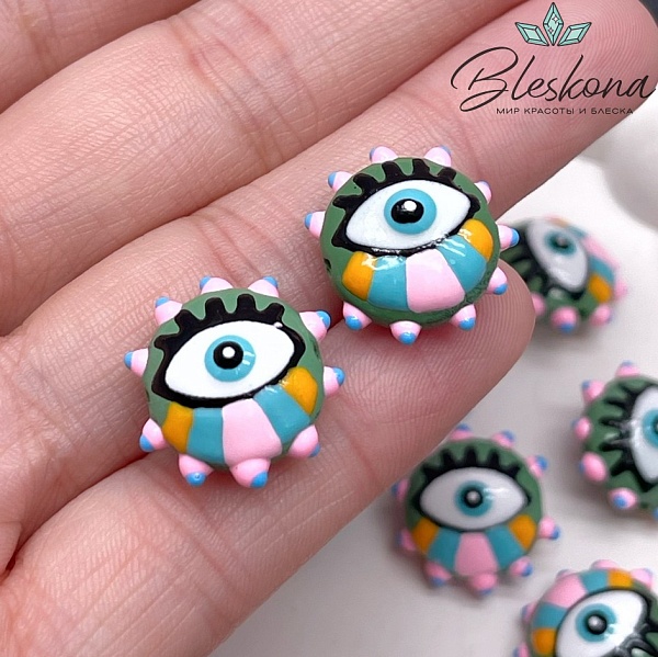 17*16 мм Бусина глаз зеленый