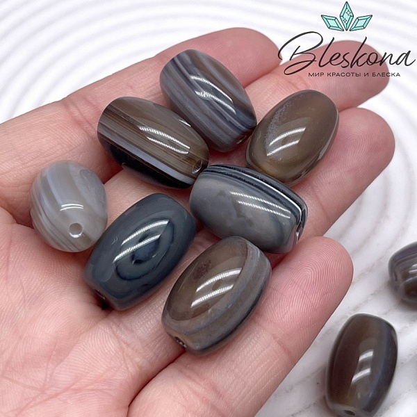 Дзи природная серая из агата 19*13 мм 