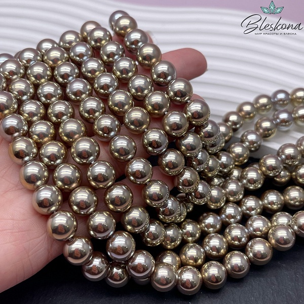 Жемчуг Майорка цвет желтый хамелеон 10 мм