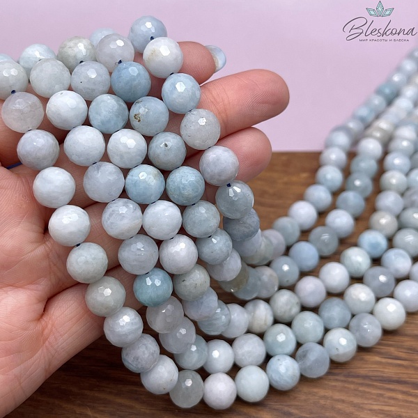 9,5 мм Аквамарин шар огранка №4