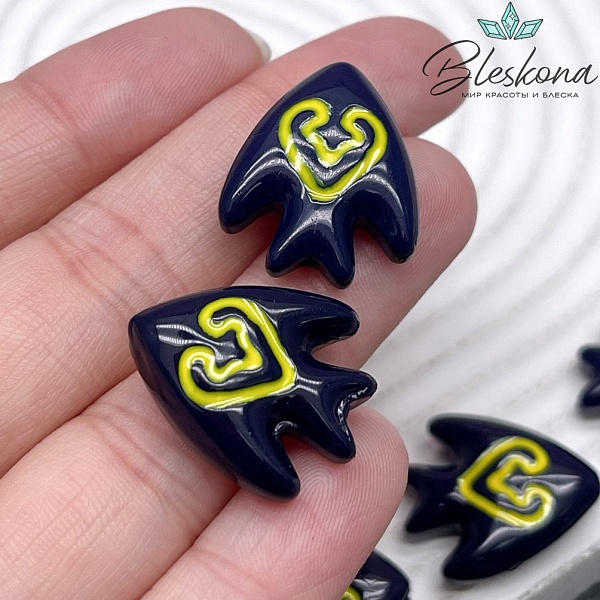 19,5*22 мм Бусина Рыбка синяя