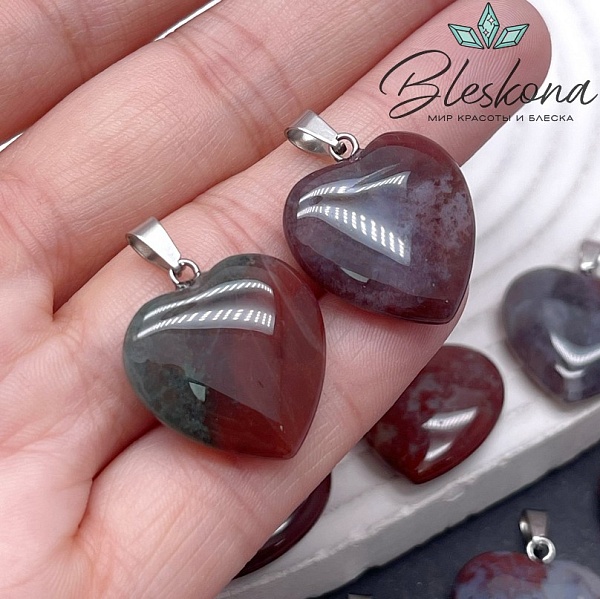 22*20 мм Цвет серебро, Подвеска Сердце Агат индийский