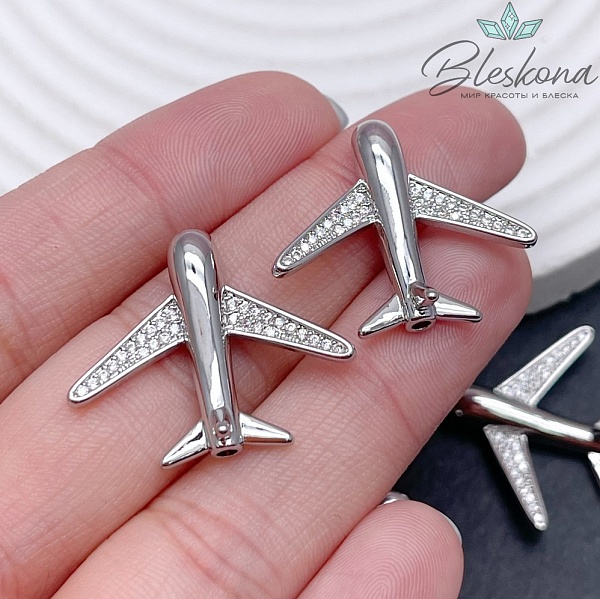 22*26 мм Цвет серебро, Бусина Самолет