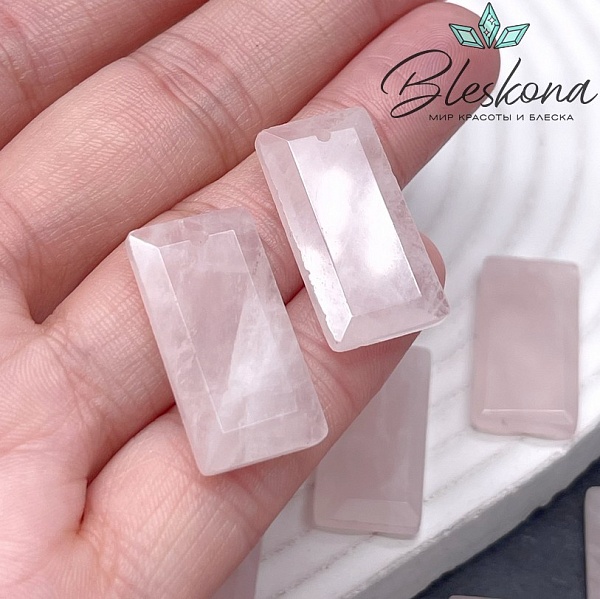25*13 мм Подвеска прямоульник Розовый кварц огранка