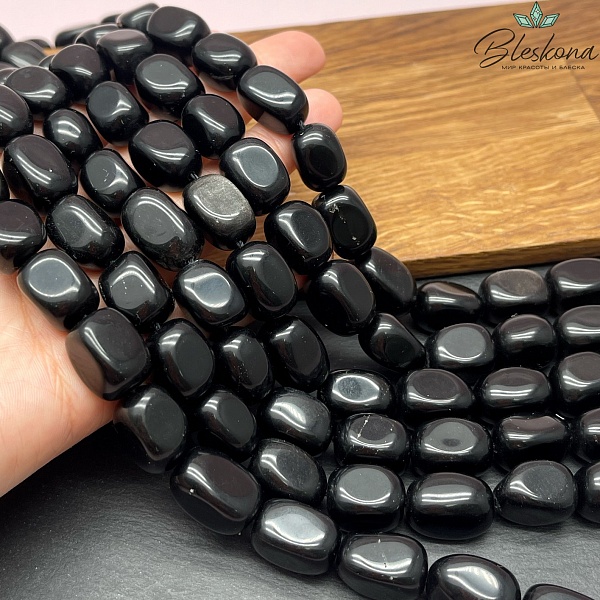 Обсидиан серебристый прямоугольник фриформ (13-18)*(11-12) мм