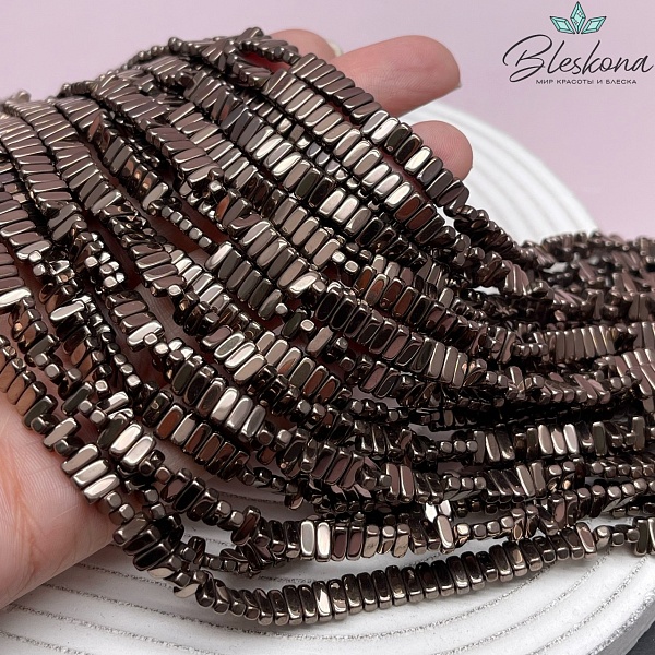 6*2 мм Гематин плоский прямоугольник, коричневый №1 (шоколадный), имитация